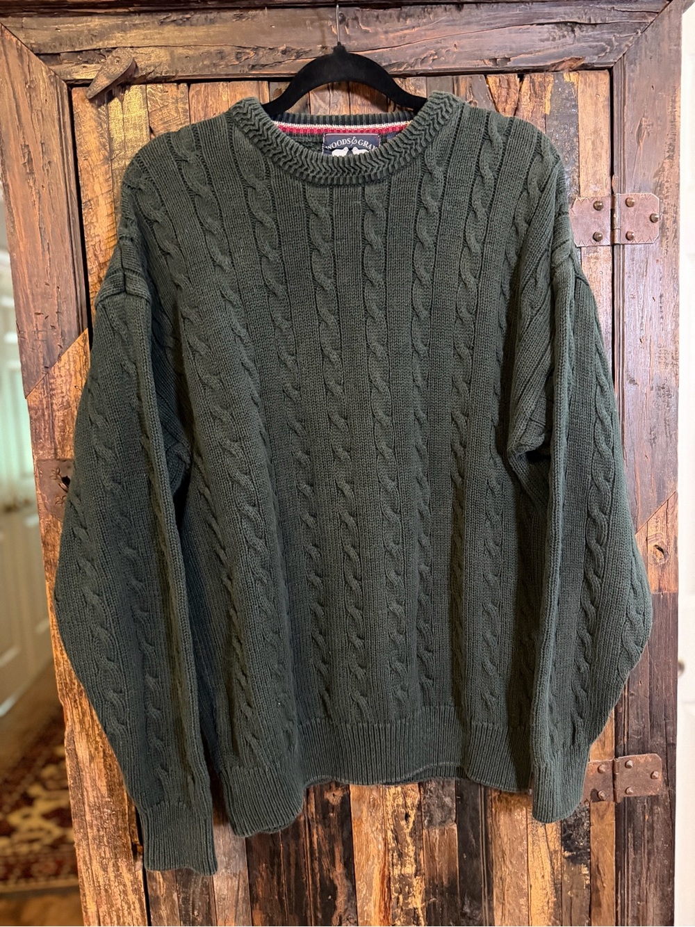 Vintage 90s Woods & Gray Cable Knit Sweater M Green collegiate trad old grandpa